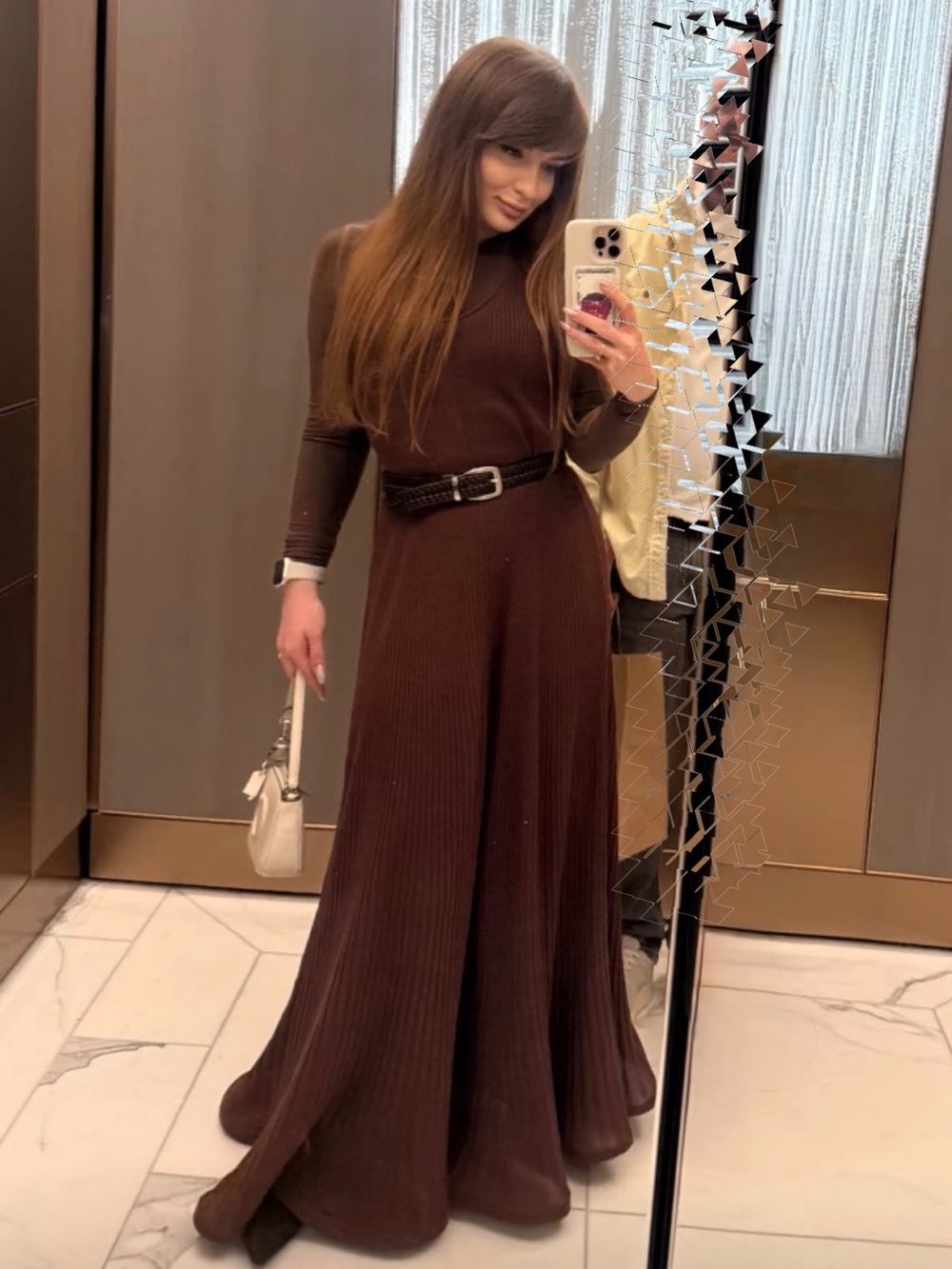H&M Sleeveless Ribbed Maxi Dress - Brown